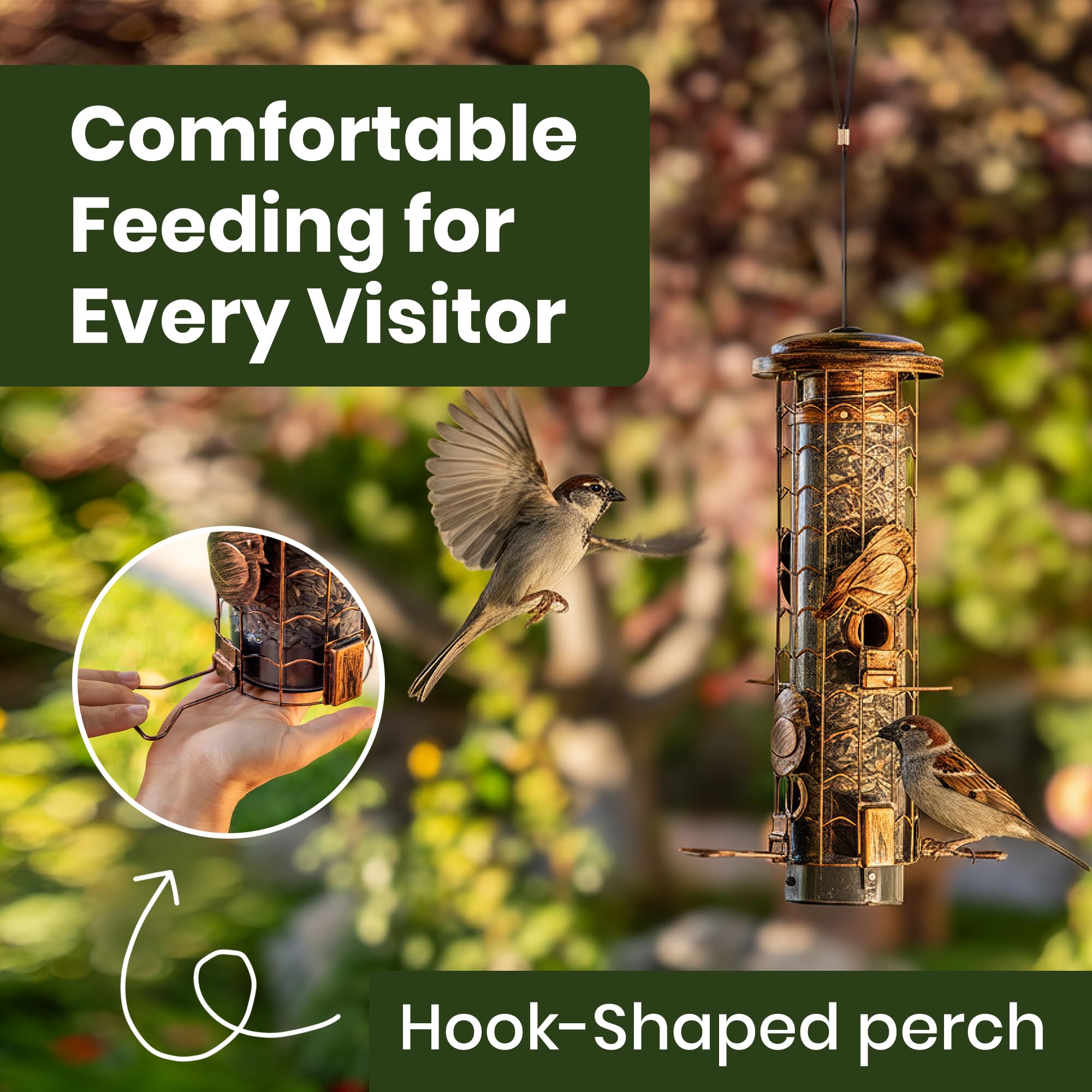 Casadia Nest antique copper finish option on feeder