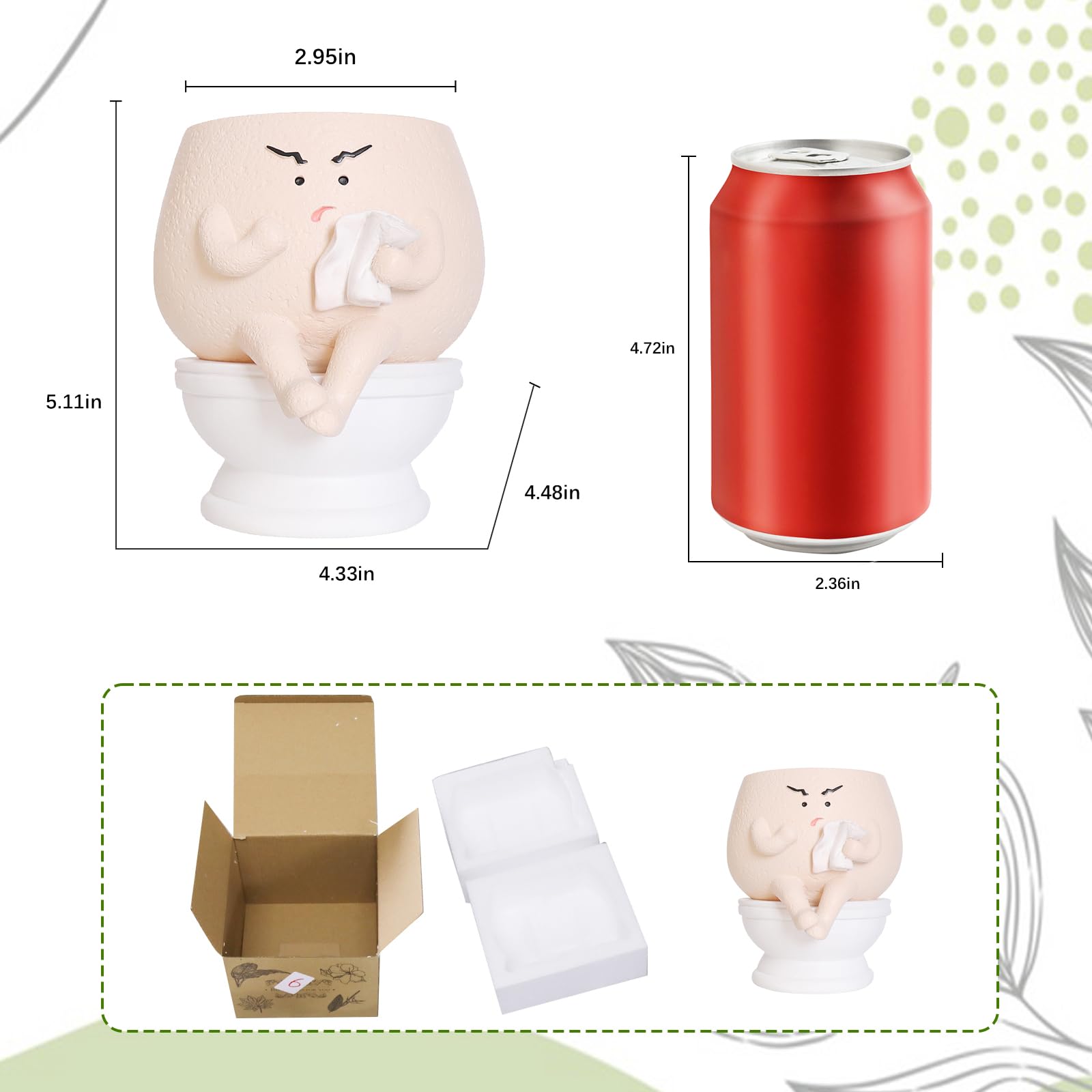Casania self-watering toilet planter with cotton rope for auto hydration