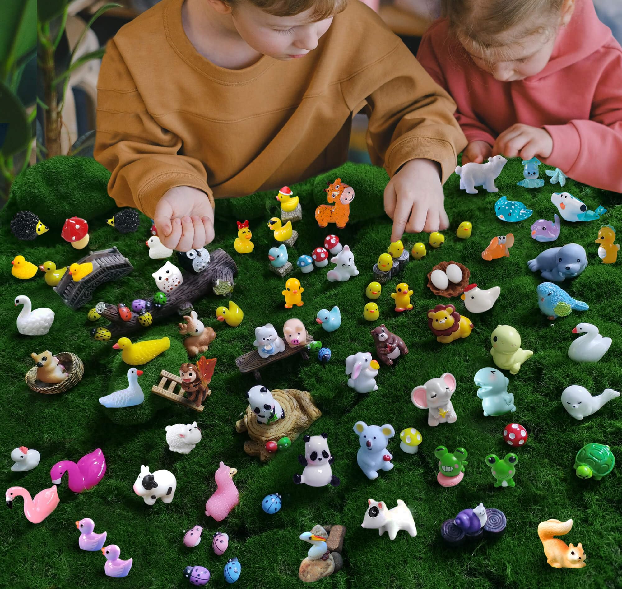 CasaTena mini resin animal figurines set for dollhouses and fairy gardens, ideal for imaginative décor.