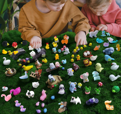 CasaTena mini resin animal figurines set for dollhouses and fairy gardens, ideal for imaginative décor.