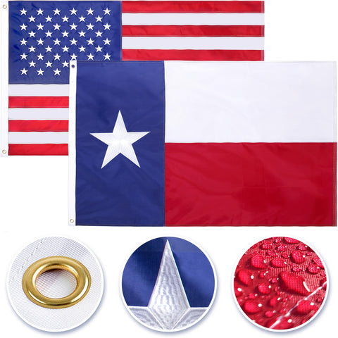 Cascade Point Texas flag 3x5 nylon with embroidery, ideal for outdoor display.