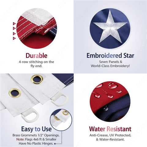 Cascade Point Texas flag embroidery adds premium realism to any porch.
