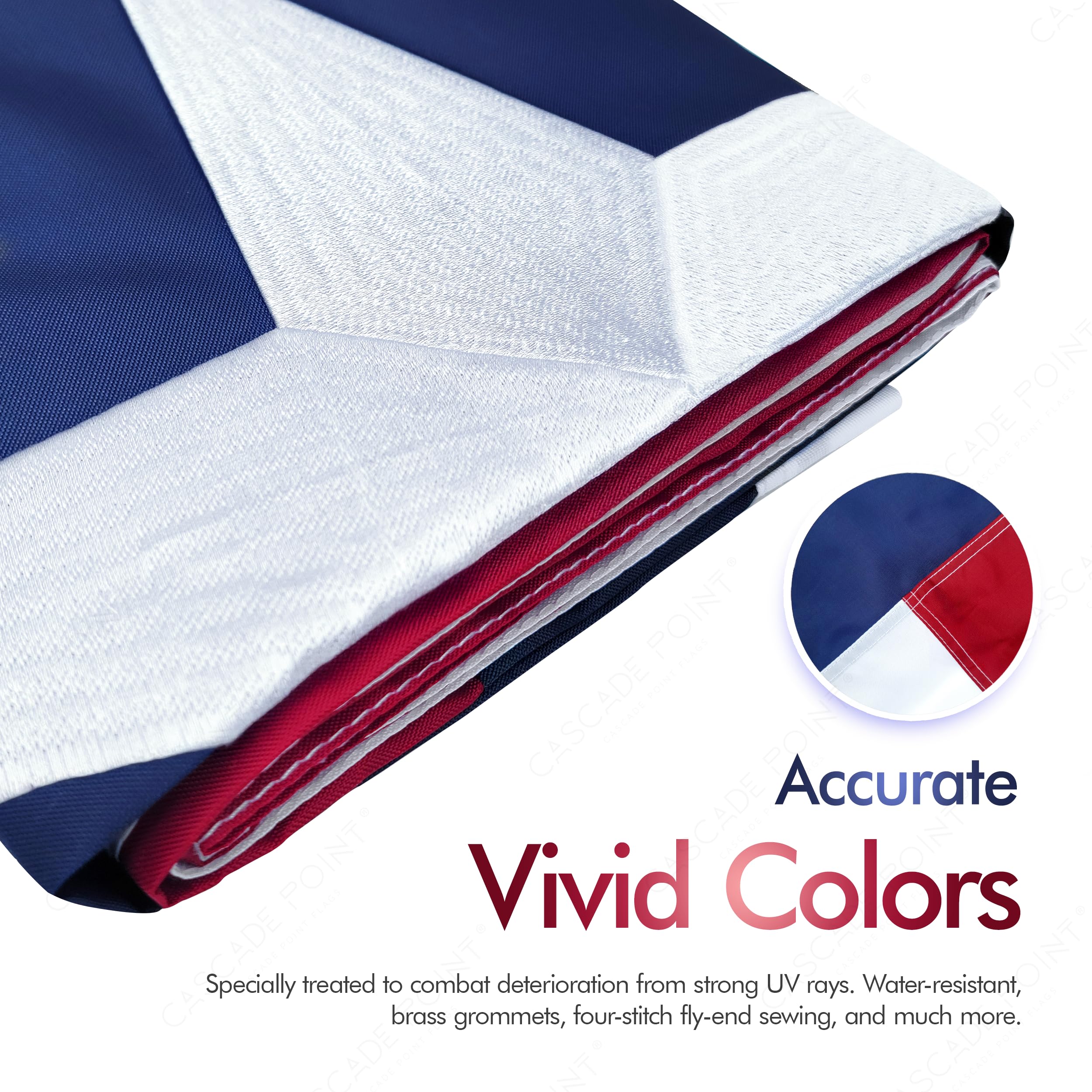 Cascade Point weather-treated flags stay vibrant through seasons.