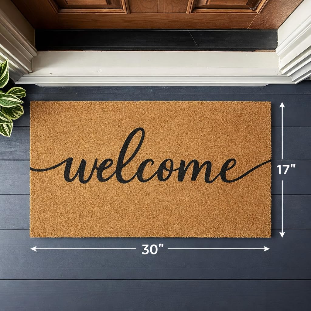 Casafoyer natural coir door mat fiber design traps dirt at thresholds.