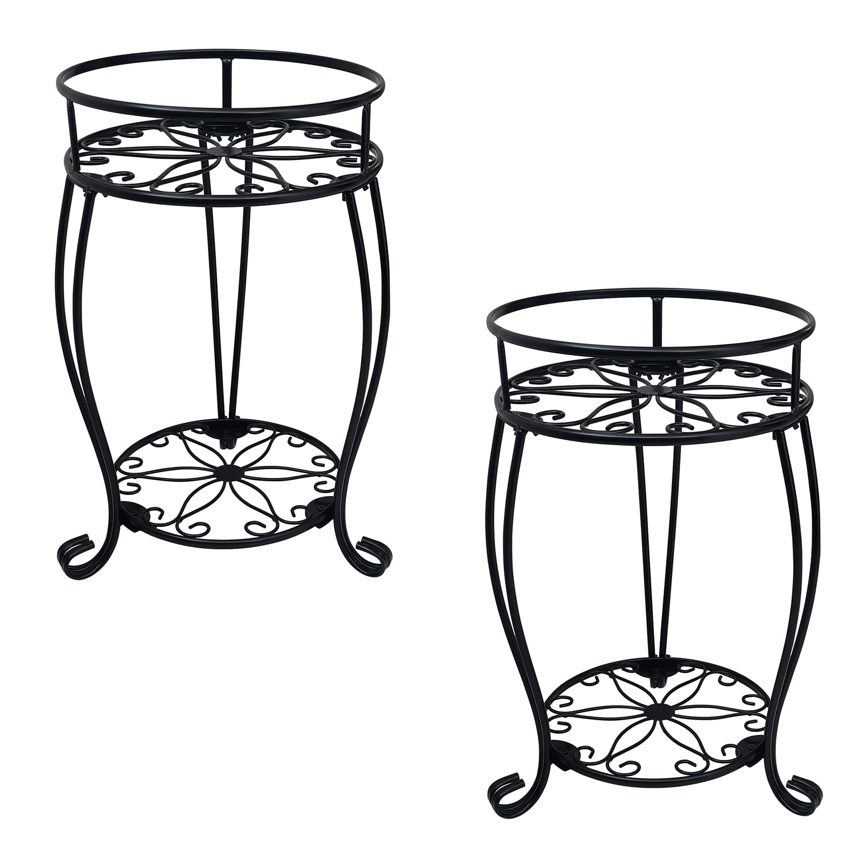 Casimr 2-pack plant stand, two-tier black, keeps patio greenery organized and accessible.