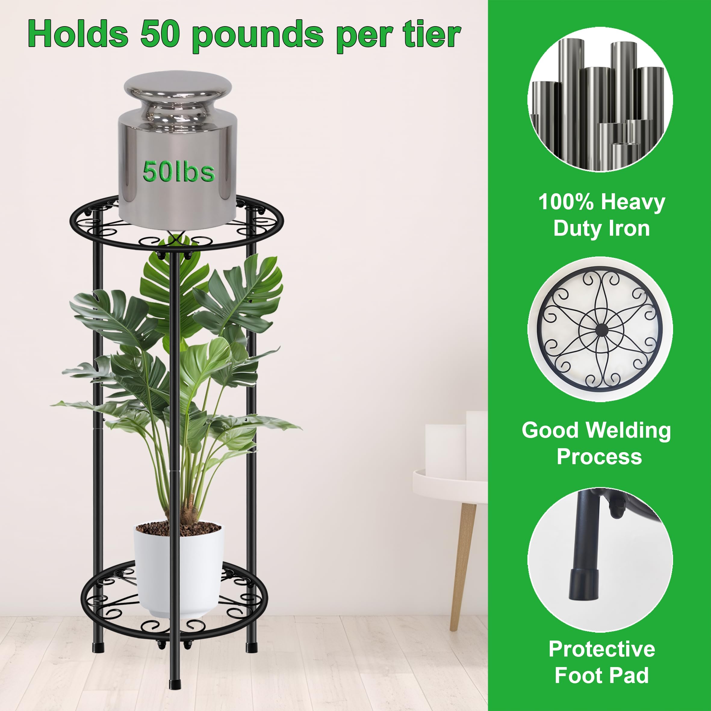 CASIMR 2-tier pedestal legs provide sturdy support for larger pots.
