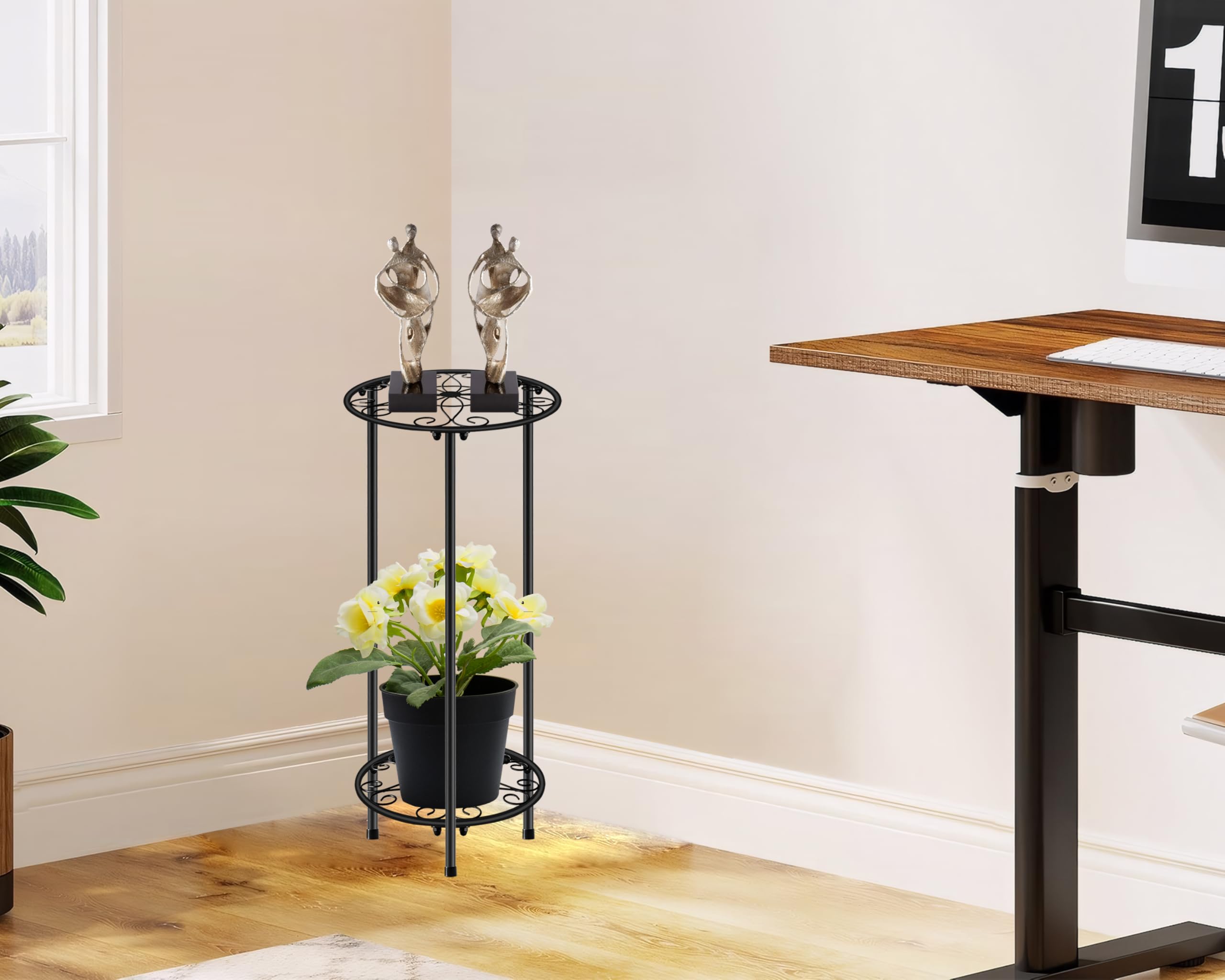 CASIMR indoor-outdoor plant stand blends with decor and saves space.