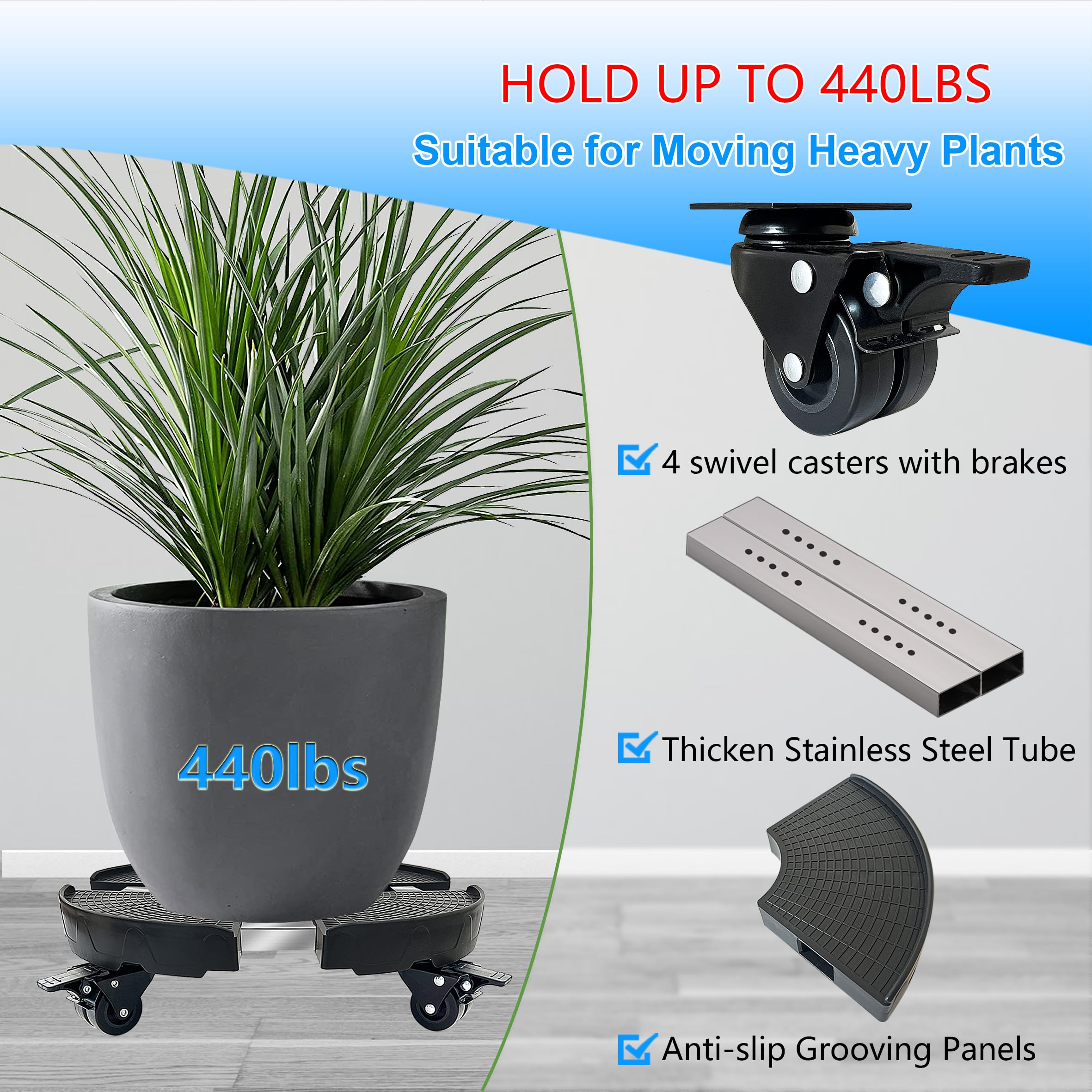 CASIMR adjustable plant dolly fits 15–20 inch pots for versatile use.