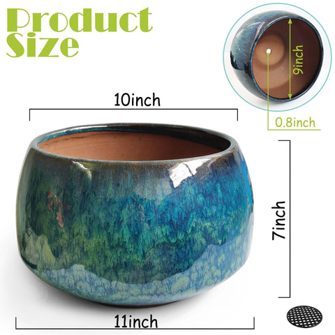 Casktcom Glazed planter with drainage holes helps prevent soil overflow.