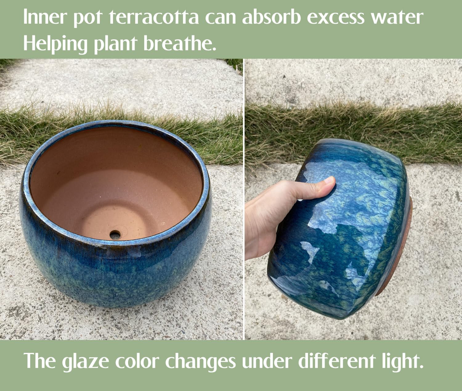 Casktcom Handcrafted plant pot D11 x H7 with a refined glaze.
