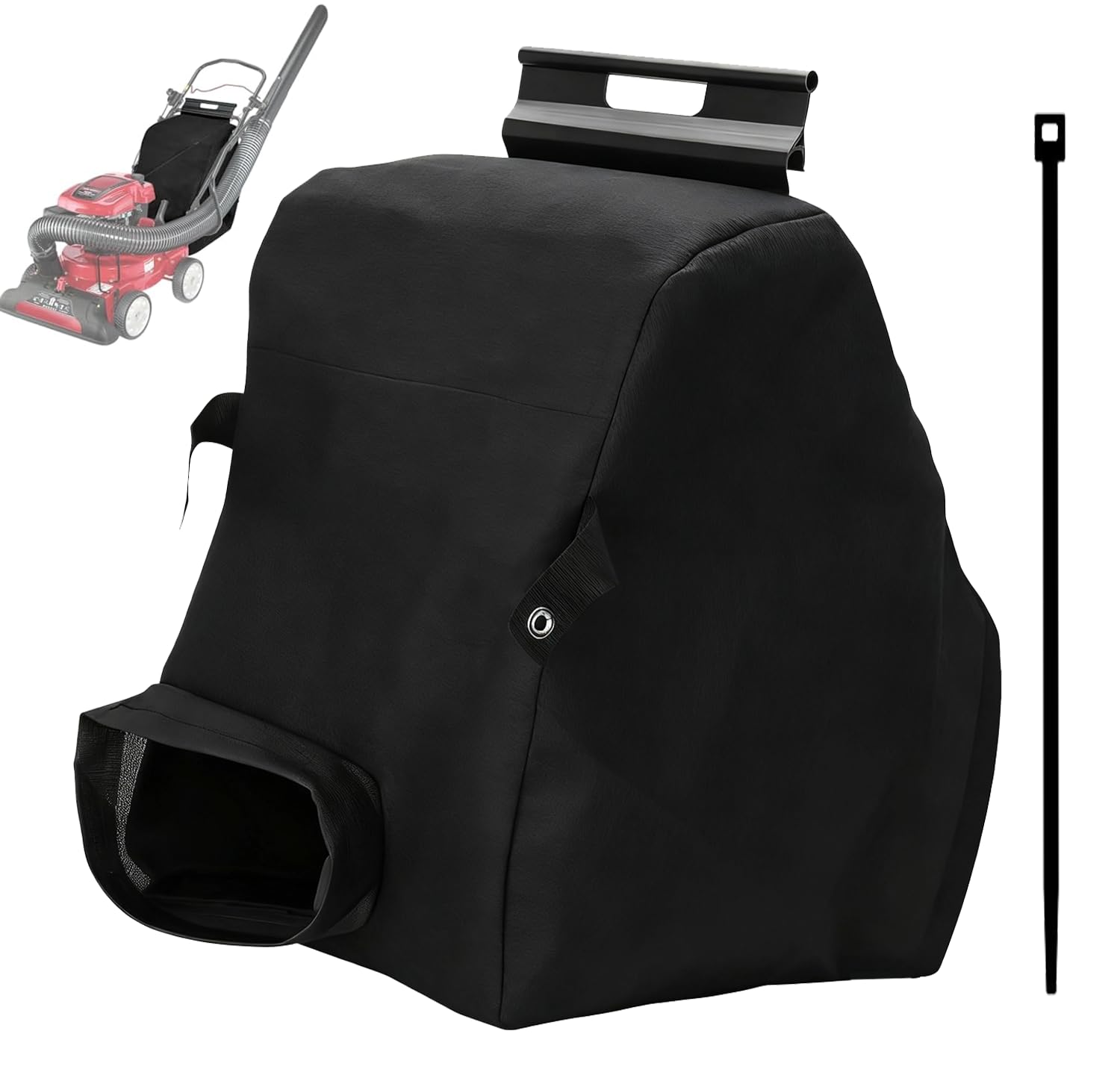 Casmer 664-04040 bag installed on shredder for efficient leaf collection