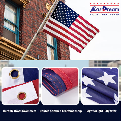 CASTDREAM polyester US flag 4x6 with water-resistant coating