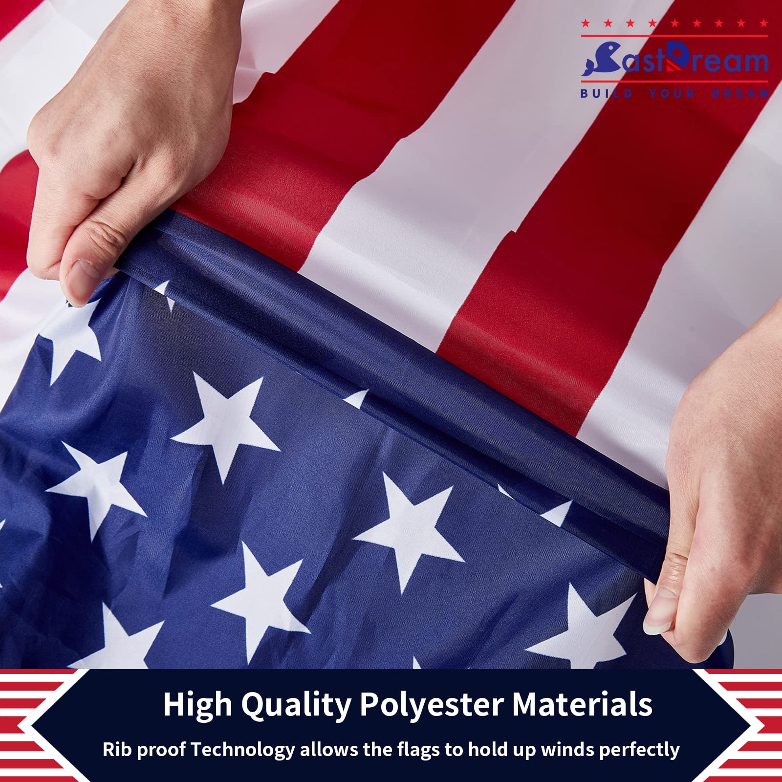 CASTDREAM US flag 3x5 brass grommets close-up for sturdy mounting.