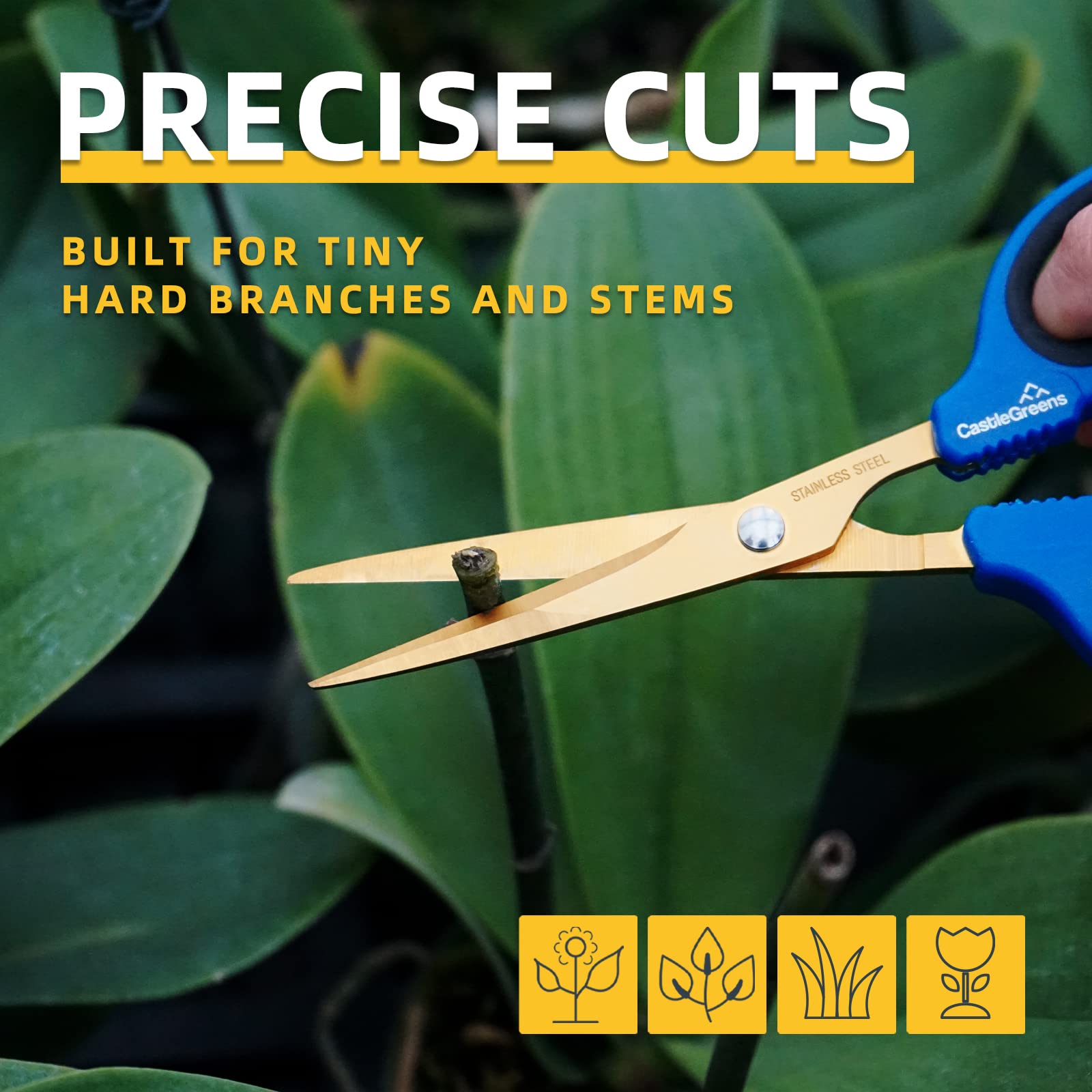 CastleGreens Bonsai Scissors with non-slip grip for comfortable pruning sessions.