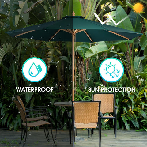 CASUNER 8-rib canopy delivers stable shelter over deck or garden.