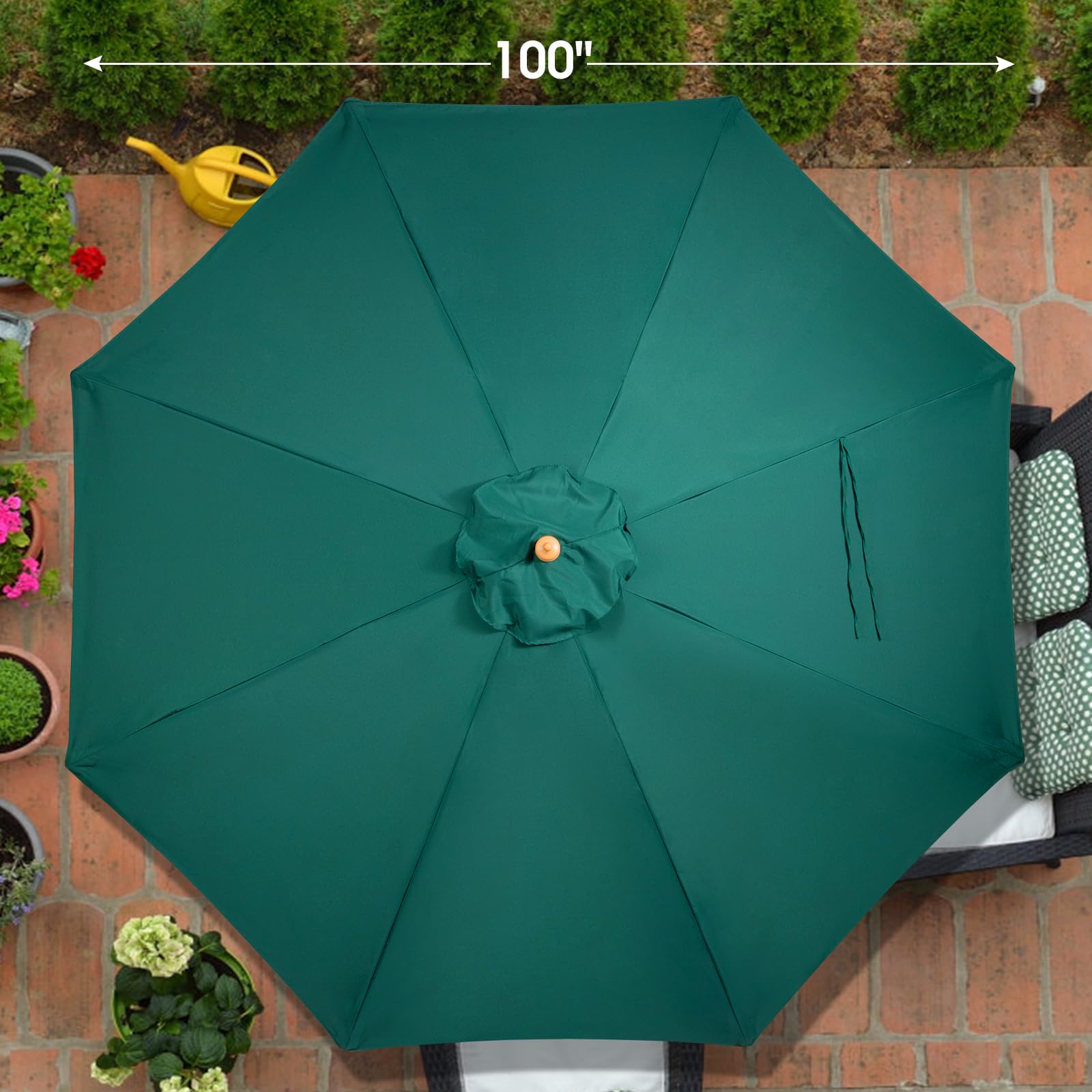 CASUNER wooden patio umbrella ideal for patios, gardens, decks, and beaches.