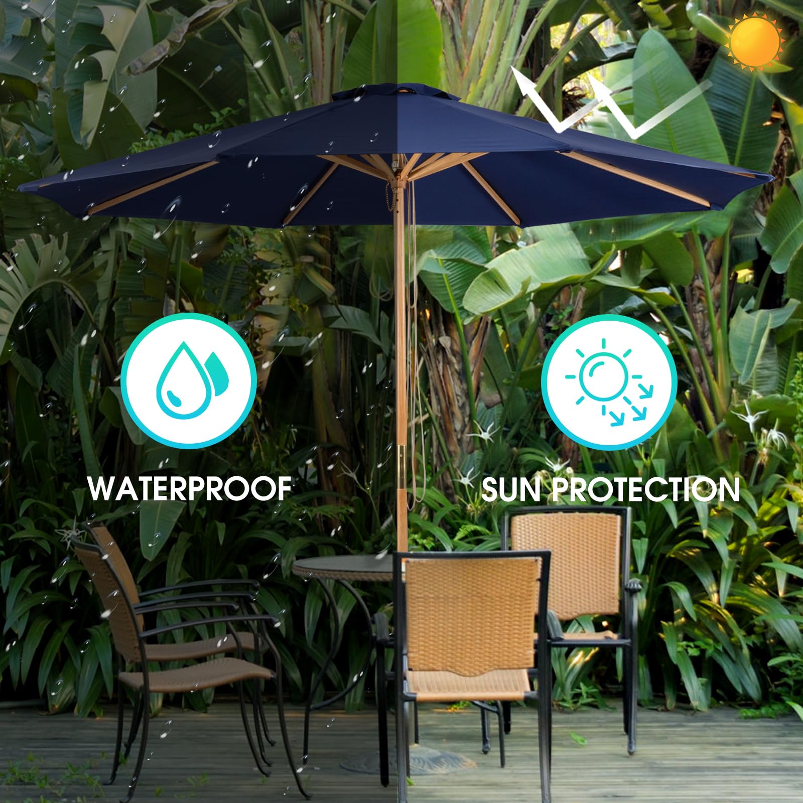 CASUNER UV-protected polyester fabric offers fade-resistant shade.