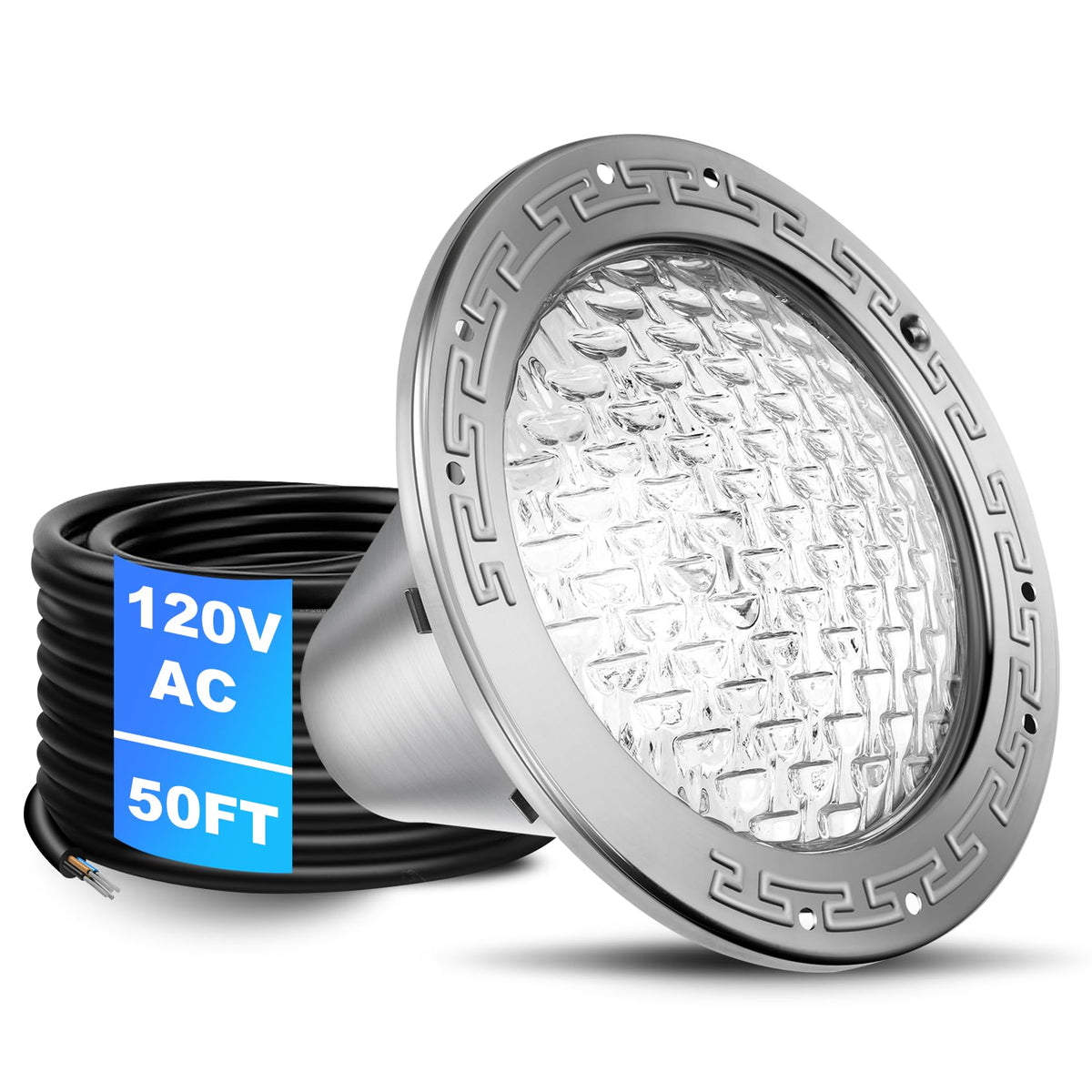 CAtArt 10-Inch pool light front view with steady bright illumination for inground pools