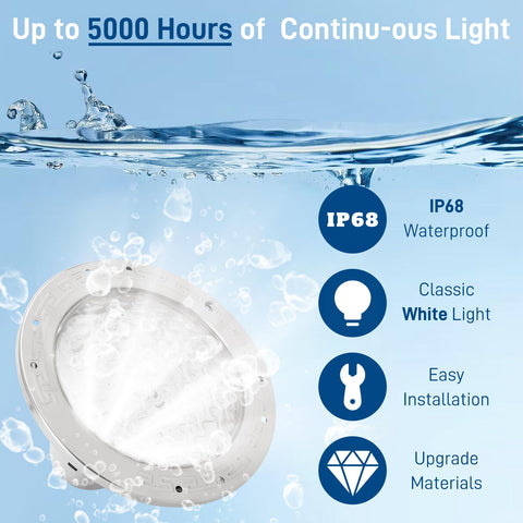 CAtArt 10-Inch pool light IP68 sealed body resists moisture and impacts