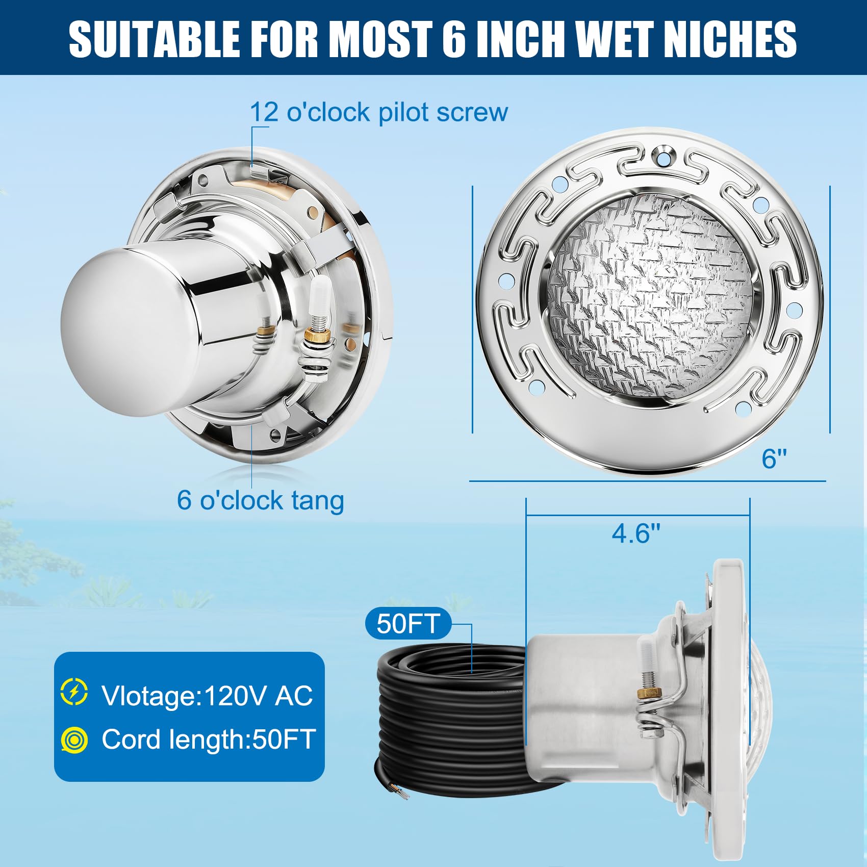 CAtArt 50 ft cord AC120V for flexible inground pool installation