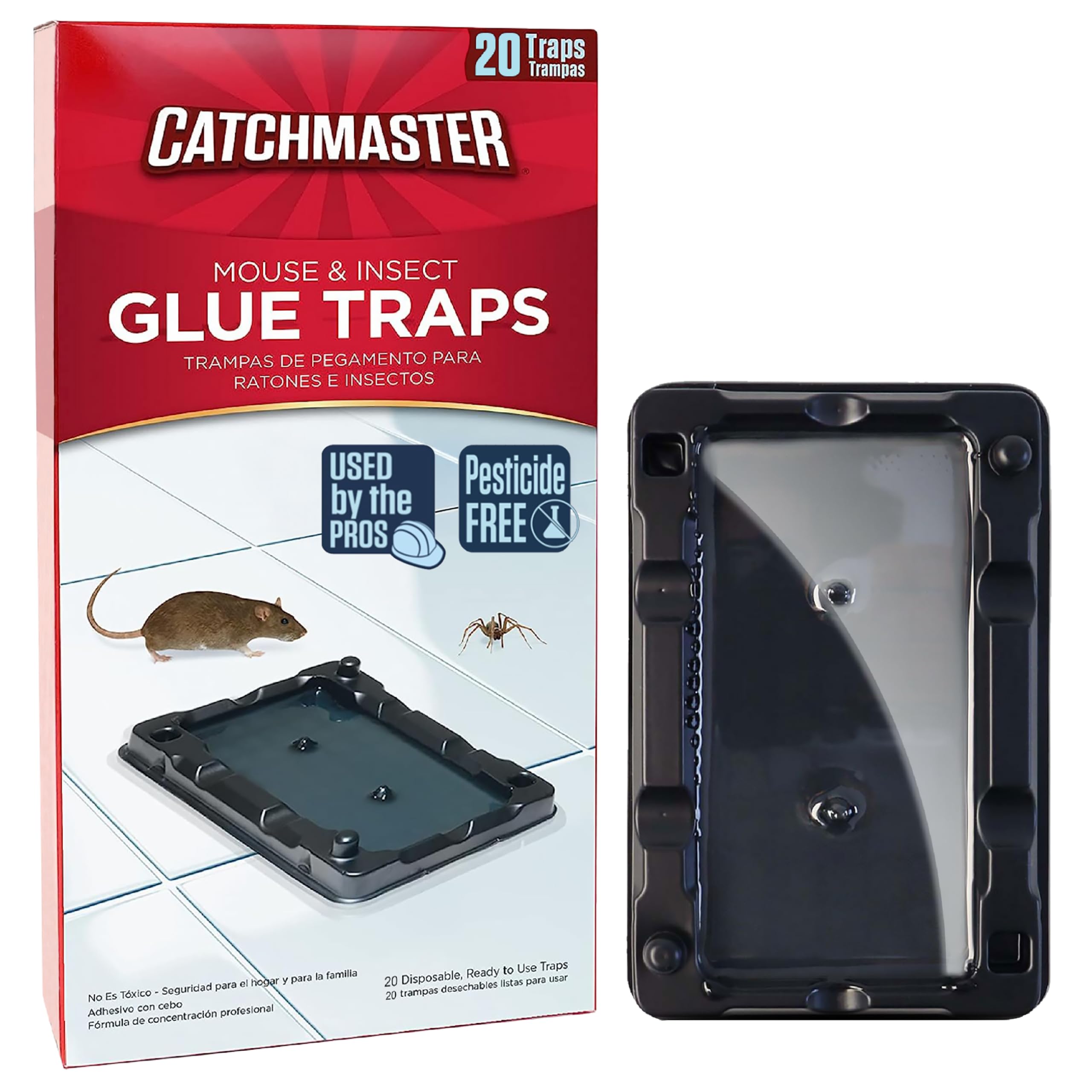 Catchmaster 20-pack glue traps pack shot for quick pest control at home