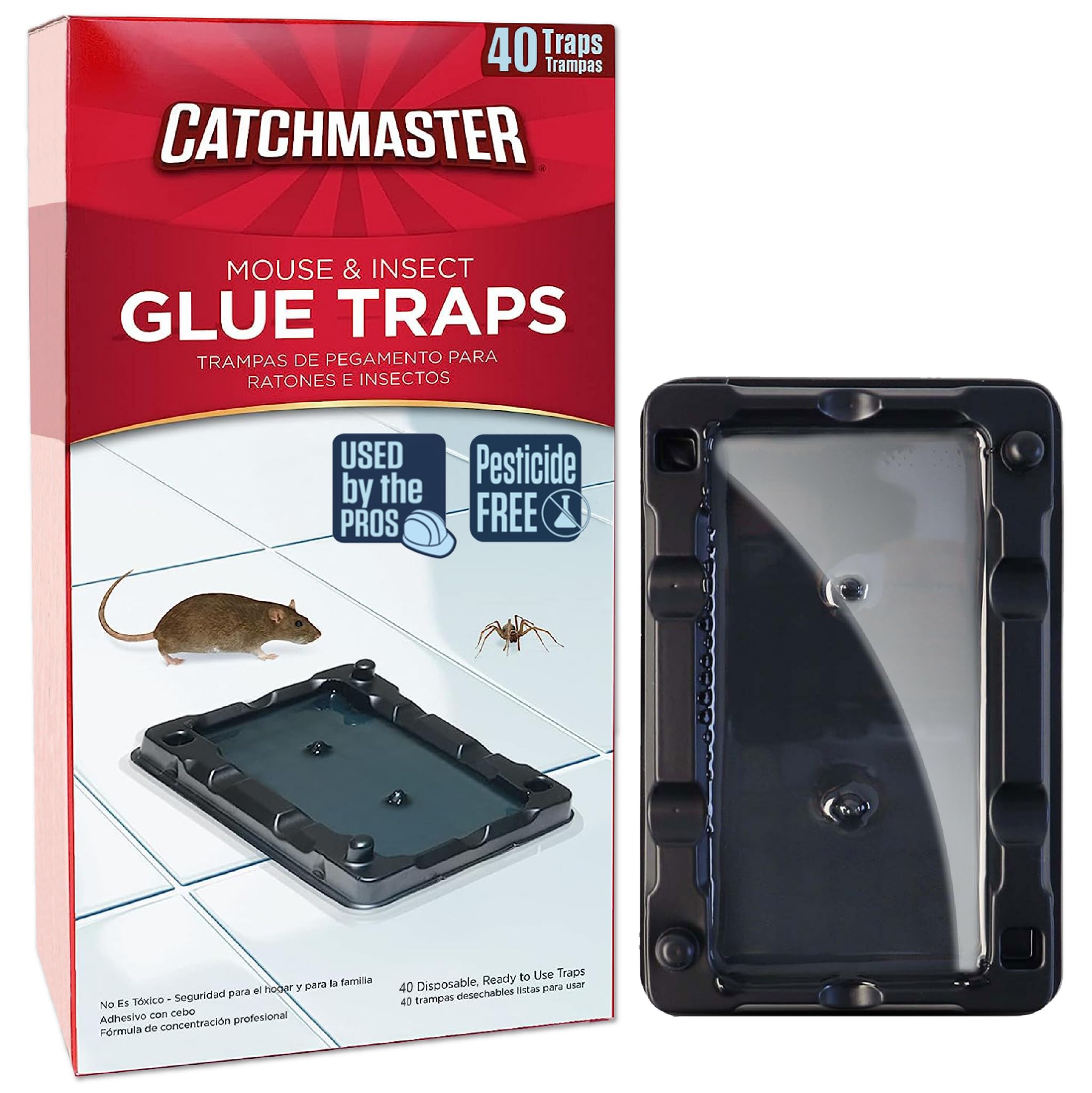 Catchmaster 40 glue trap—front view, effective indoors for mice and insects.