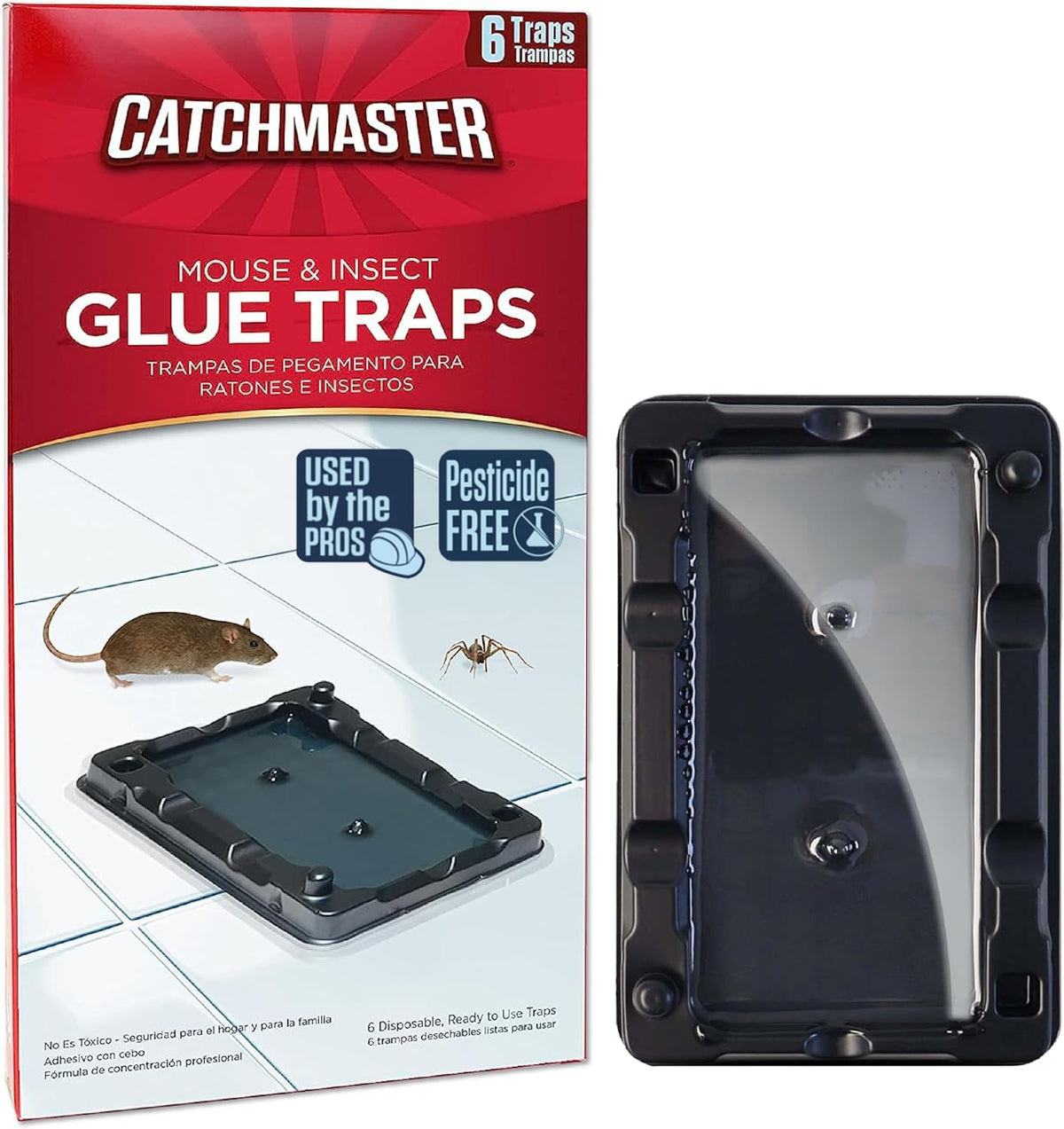 Catchmaster 6 mouse glue trap ready-to-use layout captures pests efficiently.
