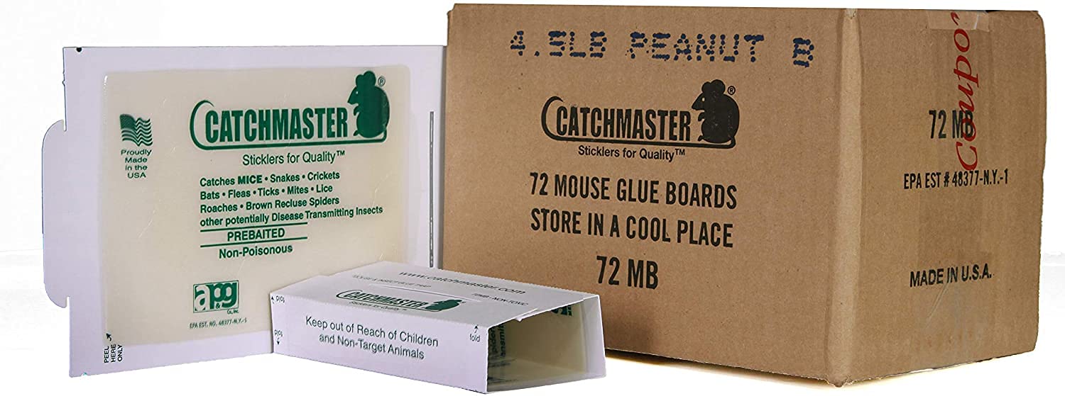 Catchmaster 72MB glue board closeup showing strong adhesive for long-lasting pest capture
