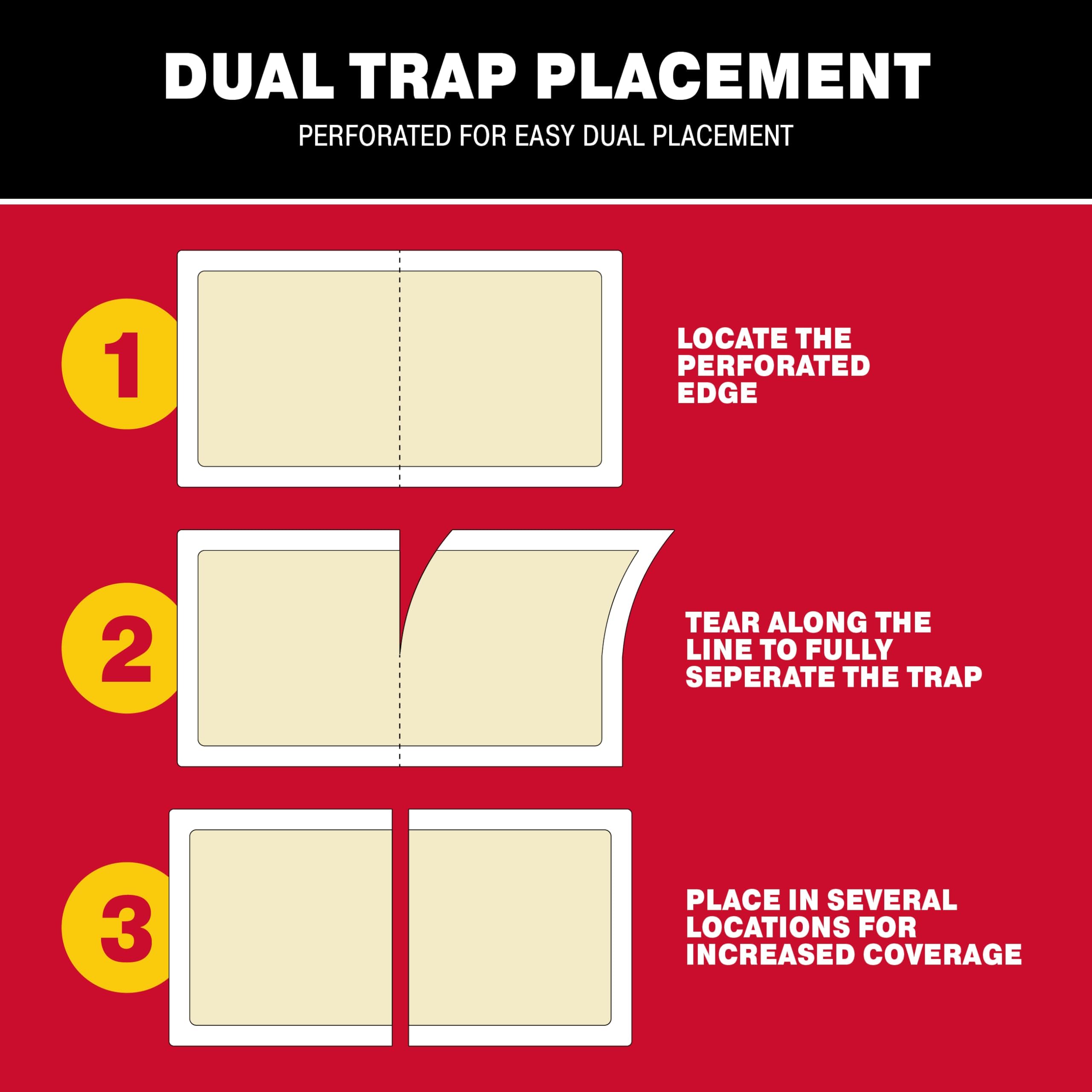 Catchmaster Centipede XL glue board traps along cabinet edge for room-wide protection.