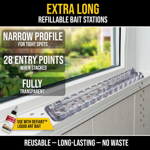 Catchmaster DEFIANT trap placed behind an appliance showing 28 entry points.