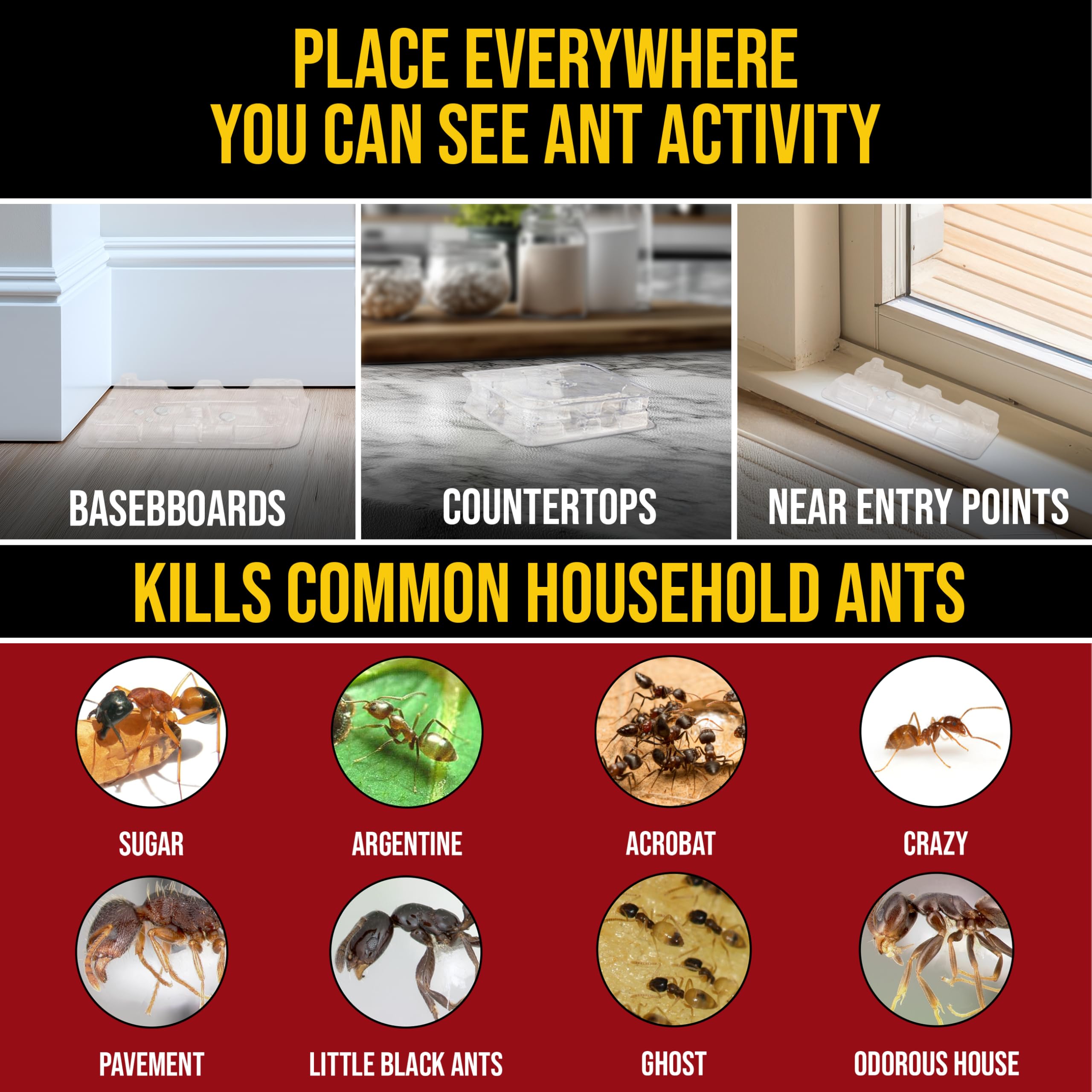Fast-acting formula reduces ant activity quickly.