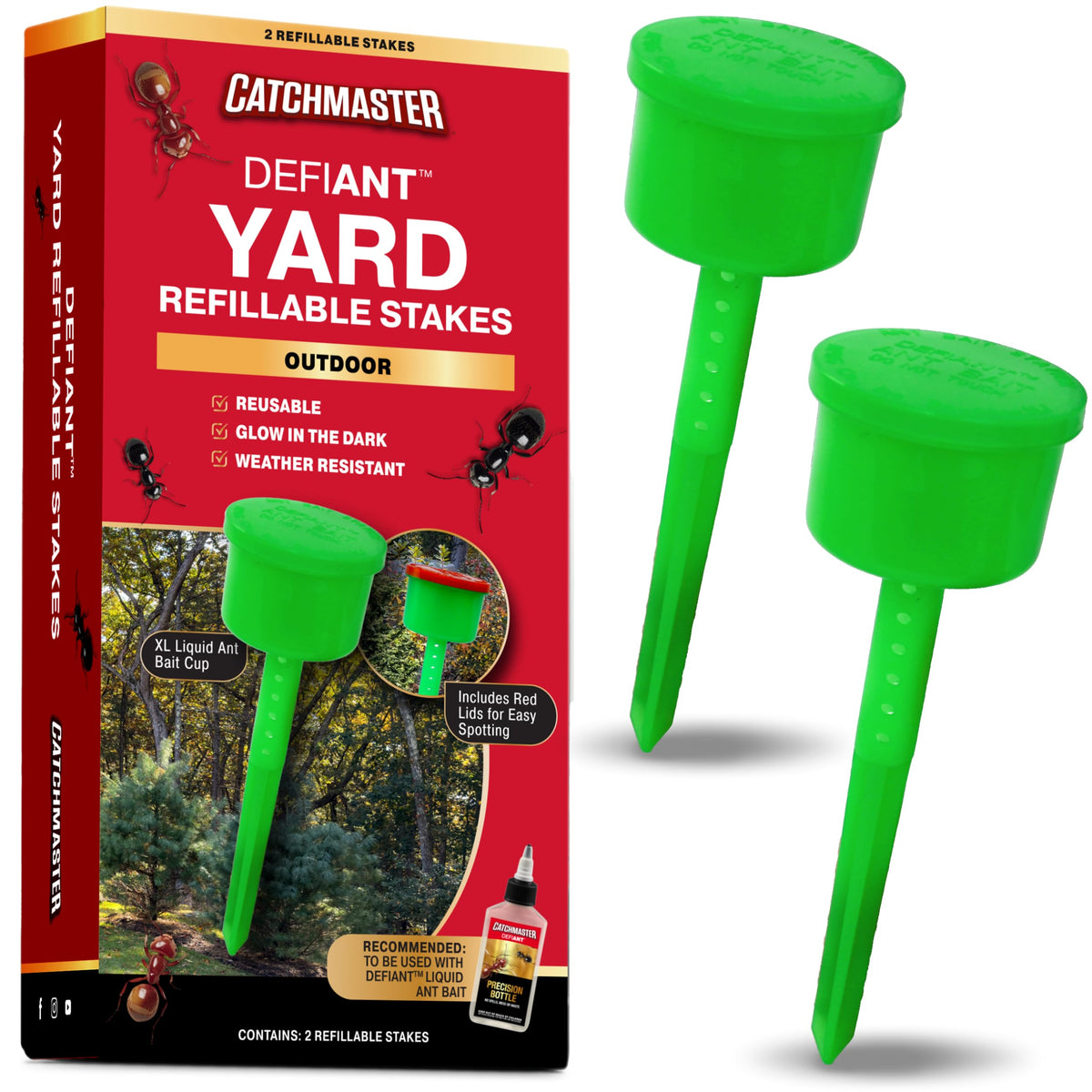 Catchmaster Defiant XL outdoor ant trap station protects large yard areas.