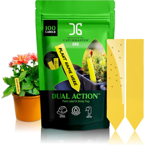 Catchmaster Dual Action plant labels with 100-pack for marking plants and monitoring pests