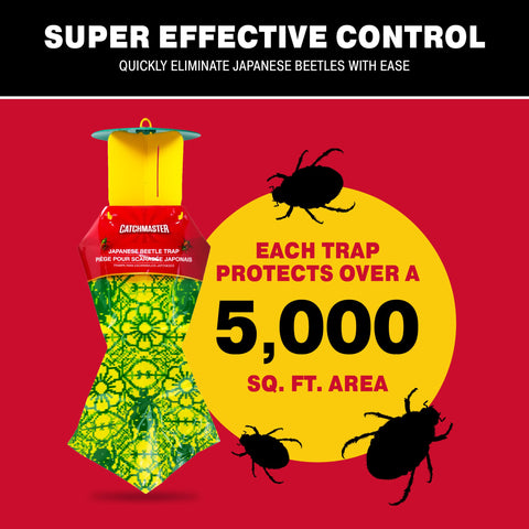 Catchmaster dual lure system attracting beetles away from ornamentals.