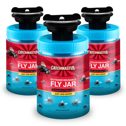 Catchmaster Fly Jar outdoor setup for quick pest control