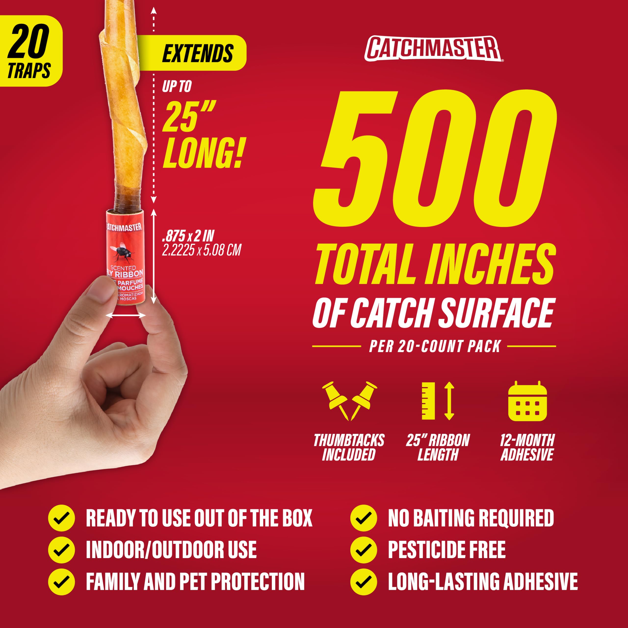 Catchmaster Fly Ribbon indoor-outdoor-use shows versatile placement near windows and doors.
