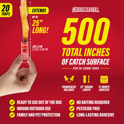 Catchmaster Fly Ribbon indoor-outdoor-use shows versatile placement near windows and doors.