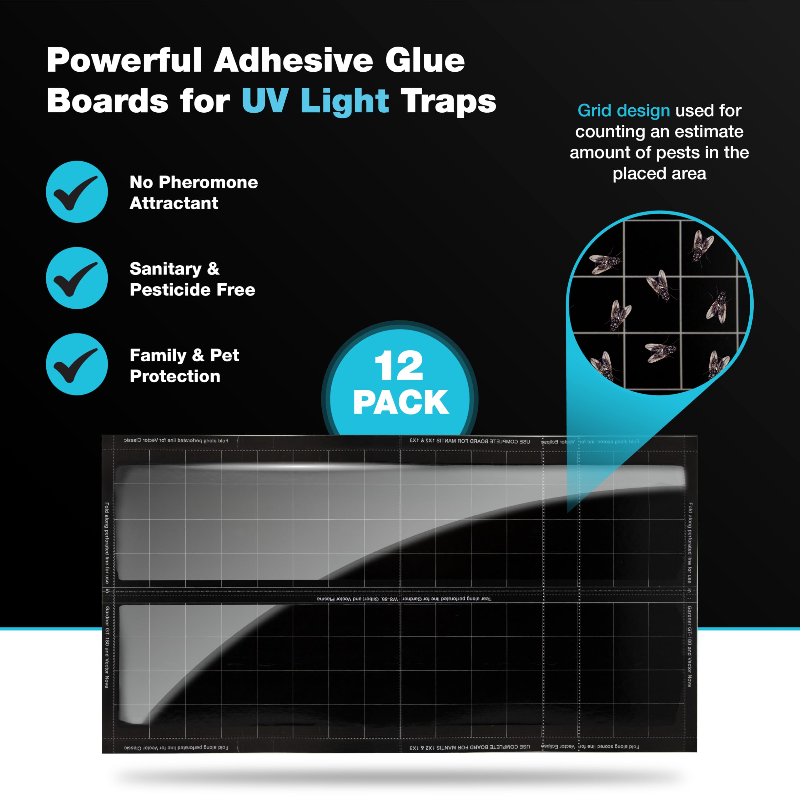Catchmaster perforated glue boards provide 24 boards for Vector traps
