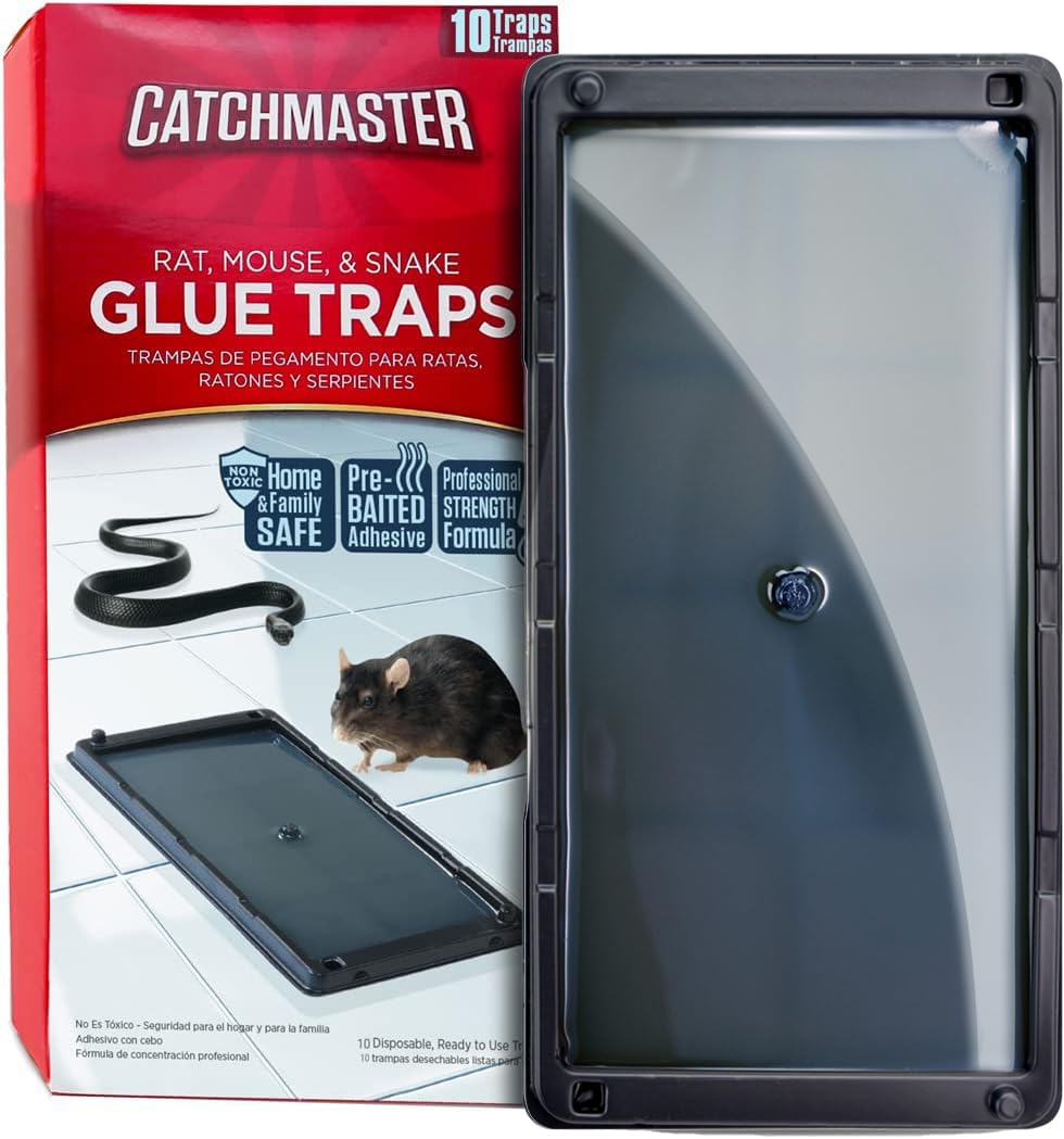 Catchmaster glue traps 10pk ready-to-use for quick, odorless capture.