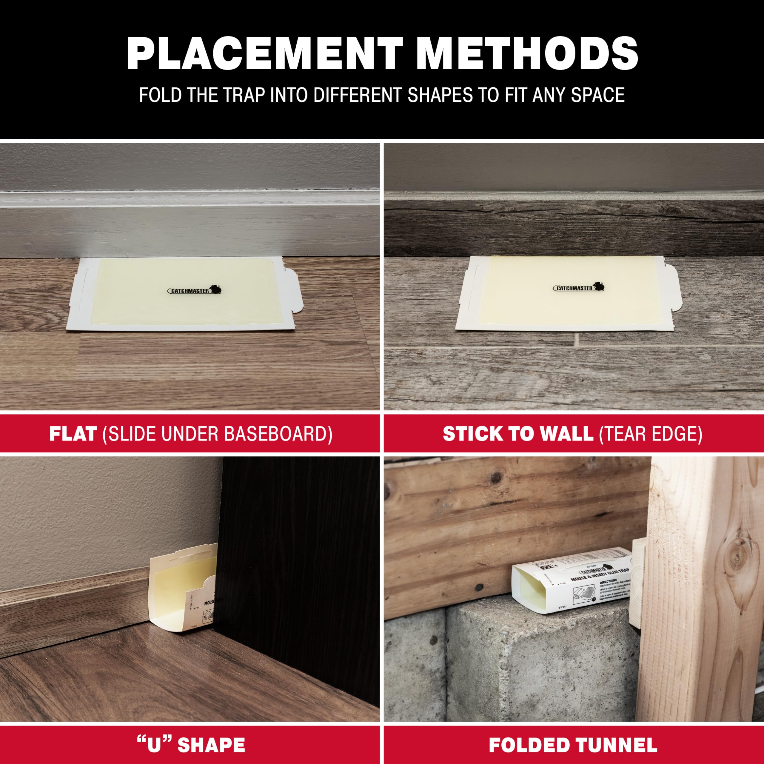 Catchmaster glue trap USA-made label indicating quality for home use