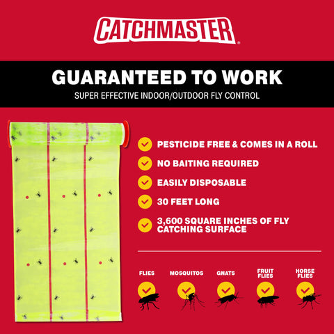 Catchmaster outdoor fly trap in garage setup showing practical placement.