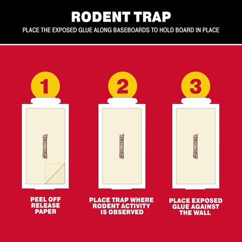 Catchmaster pesticide-free glue traps, mess-free disposal after use.