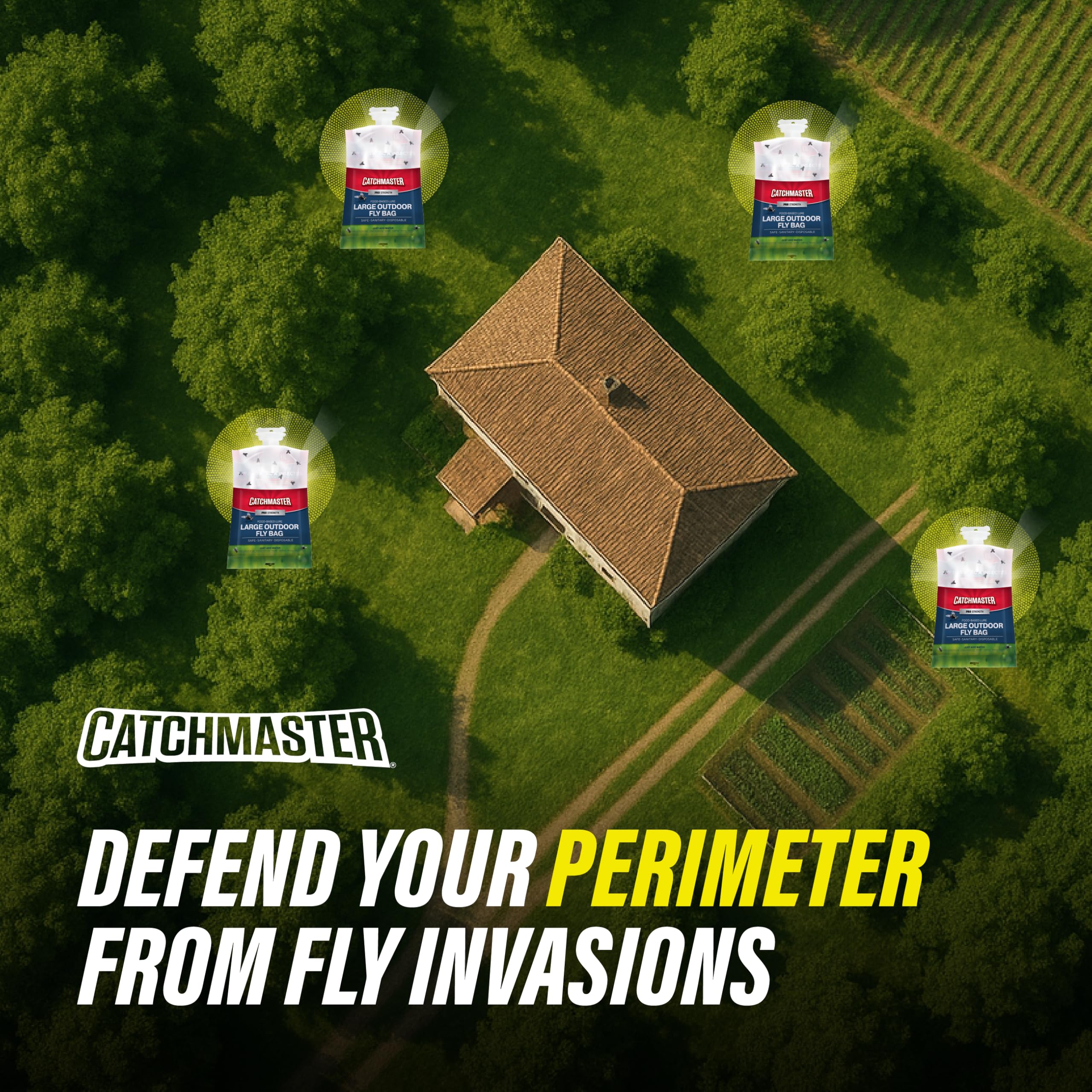 Catchmaster Pro Series 4-pack hanging traps for complete backyard control.
