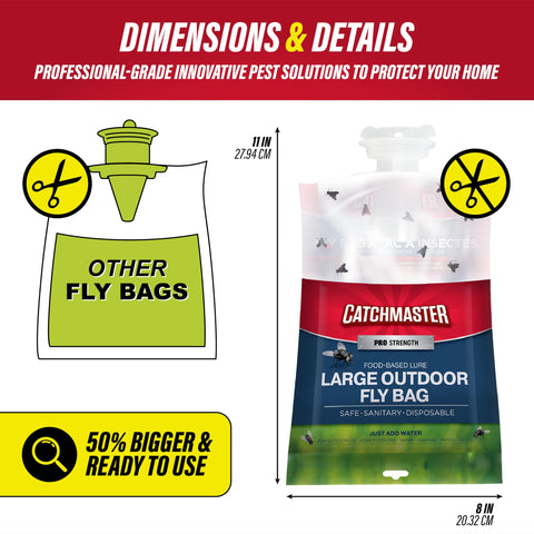 Full Catchmaster Pro Series trap showing captured flies inside.