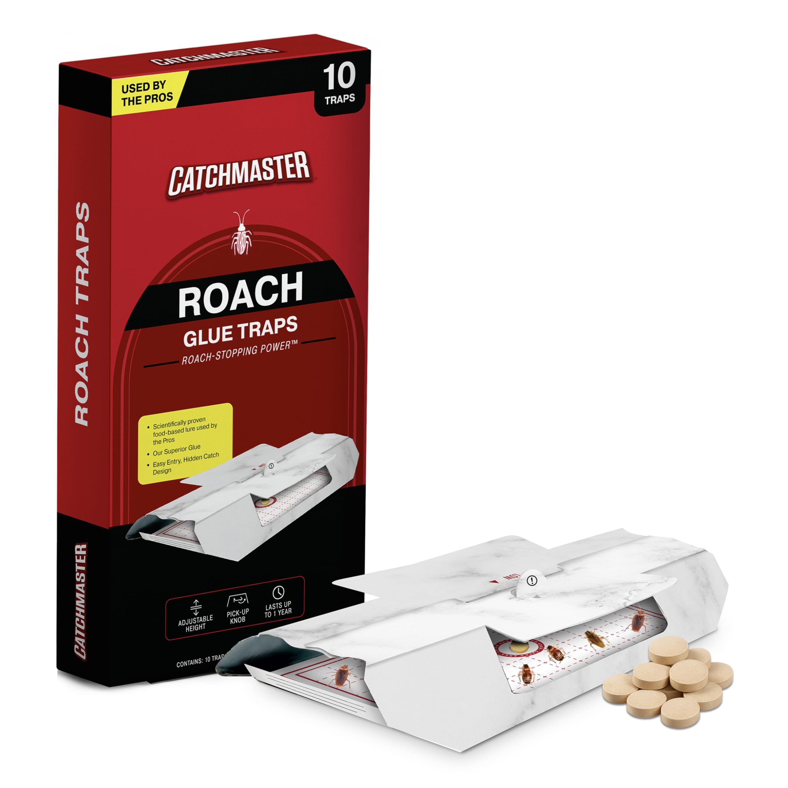 Catchmaster roach trap discreet-entry shows hidden placement for effective capture