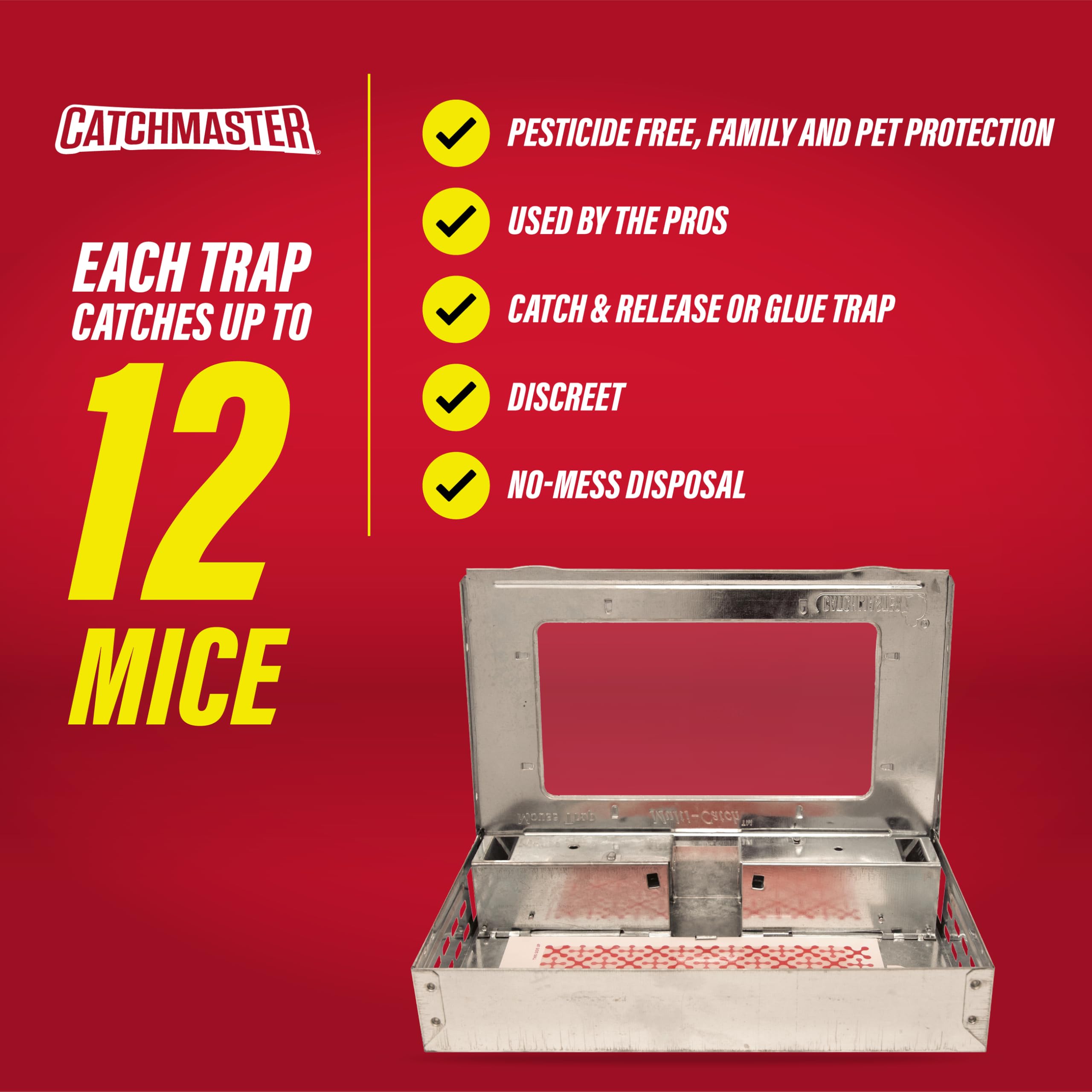 Catchmaster trap installed in damp basement demonstrates year-round control potential.