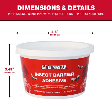 Catchmaster weatherproof adhesive with UV inhibitor resists sun and weather.
