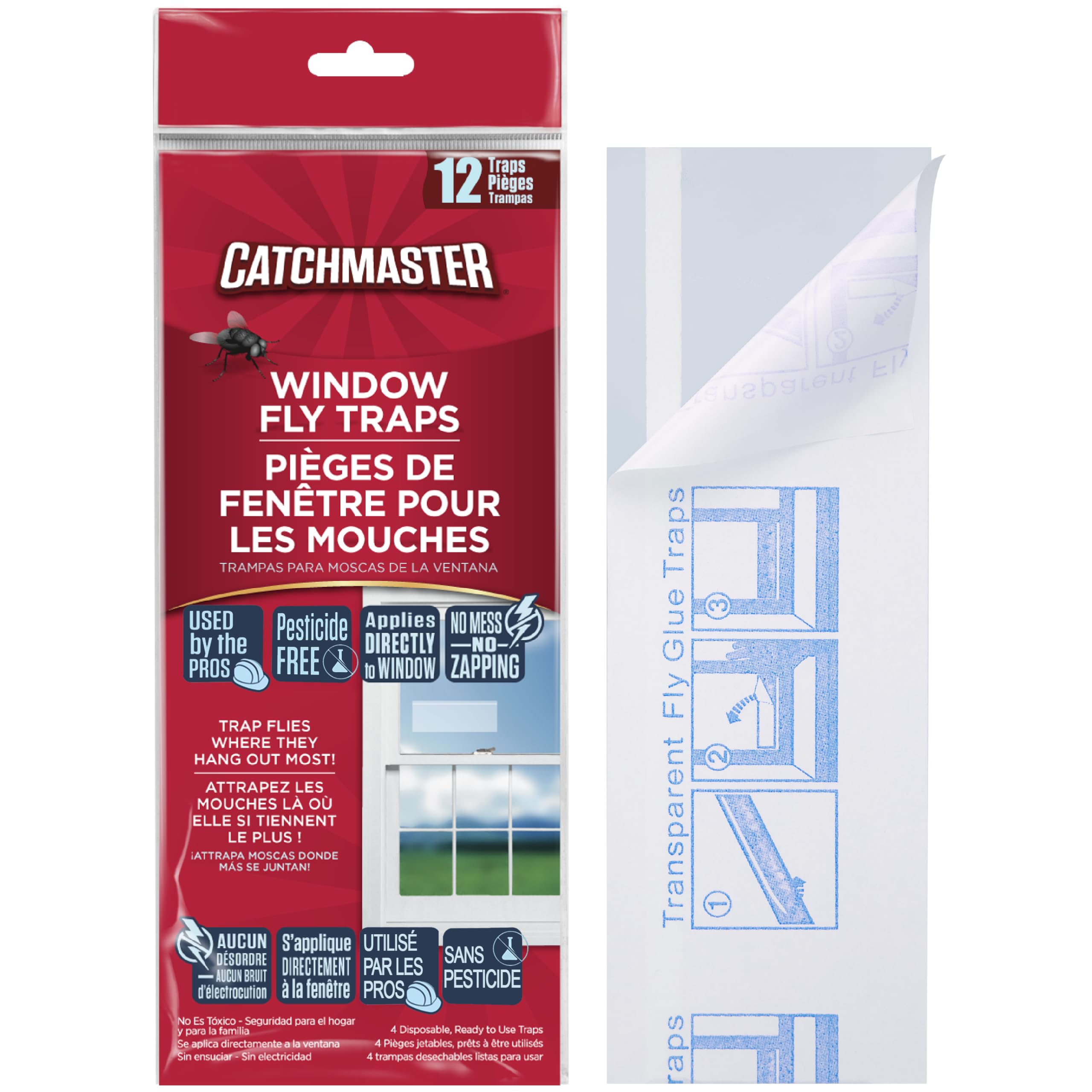 Catchmaster window fly traps 12-pack ready for discreet indoor pest control.