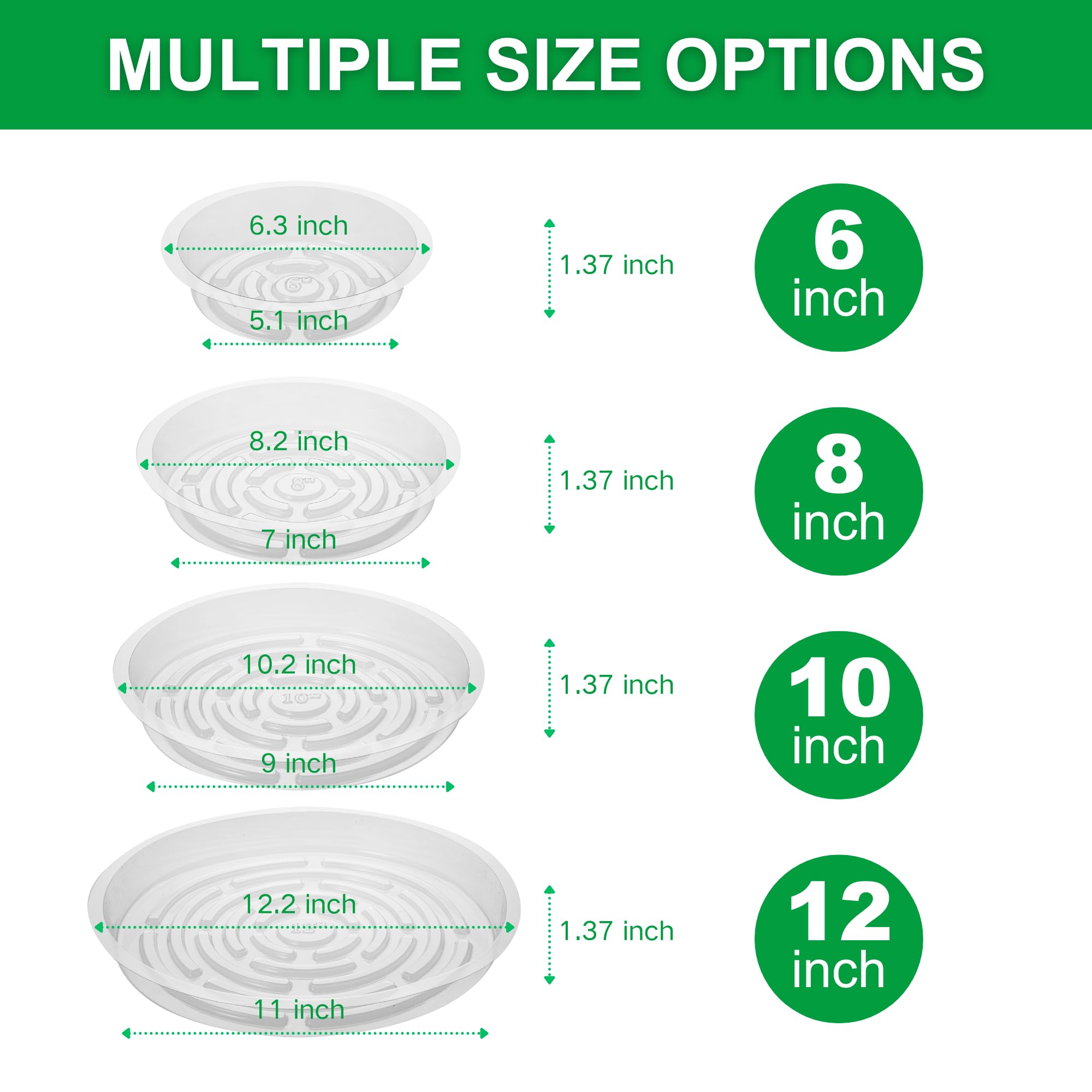 CATIFLIN clear plant saucers ten-inch tray supports airflow for healthier roots