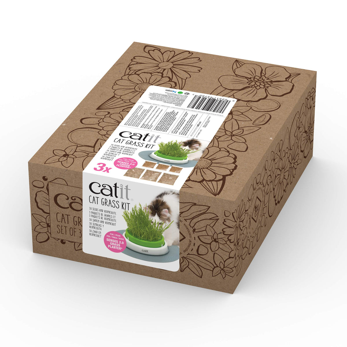 Catit Senses 2.0 cat grass kit packaging for easy indoor sowing